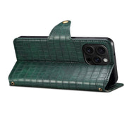 For iPhone 16 Pro Max Denior Crocodile Texture Oil Edge Leather Phone Case(Green)