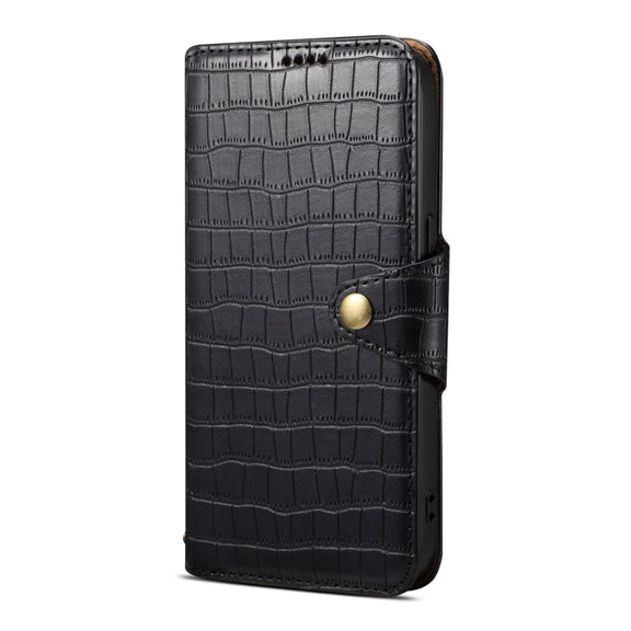 For iPhone 16 Pro Max Denior Crocodile Texture Oil Edge Leather Phone Case(Black)