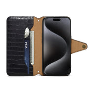 For iPhone 16 Pro Max Denior Crocodile Texture Oil Edge Leather Phone Case(Black)