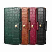 For iPhone 15 Pro Max Denior Crocodile Texture Oil Edge Leather Phone Case(Brown)
