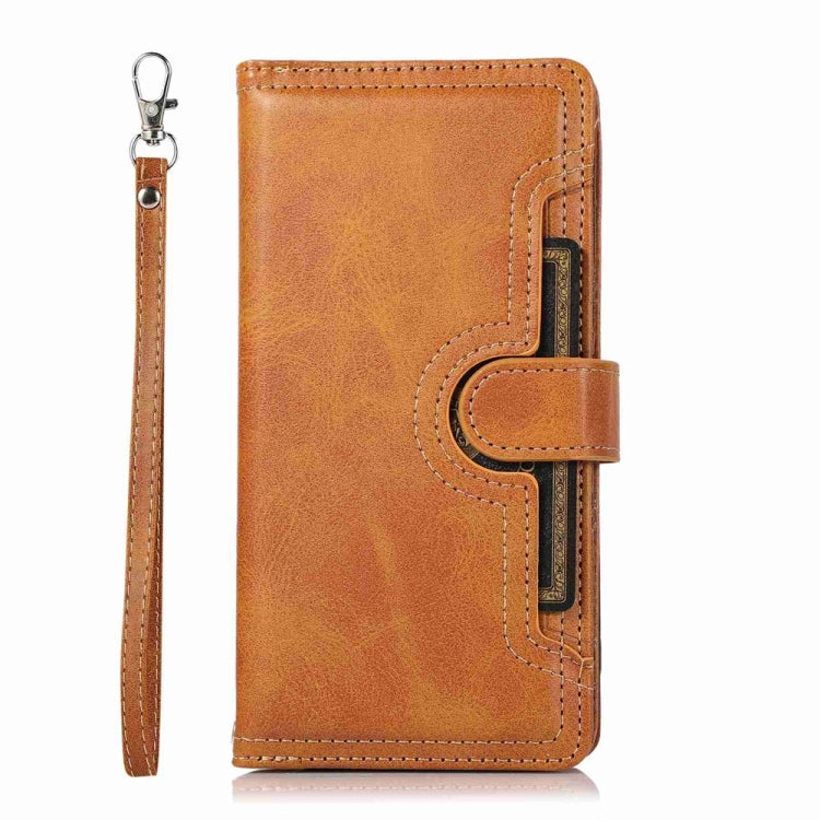For iPhone 16 Pro Max Wristband Card Slot Leather Phone Case(Brown)