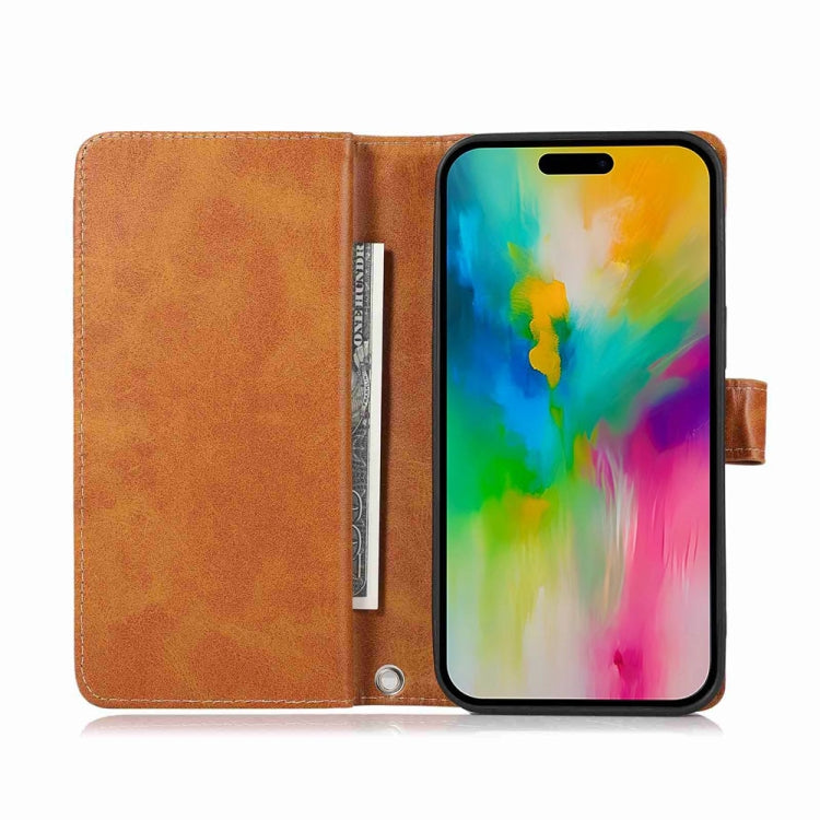 For iPhone 16 Pro Max Wristband Card Slot Leather Phone Case(Brown)