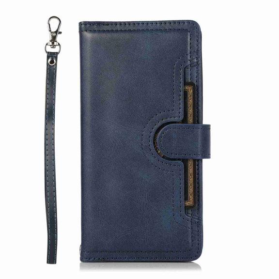For iPhone 16 Pro Wristband Card Slot Leather Phone Case(Blue)
