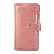 For iPhone 16 Wristband Card Slot Leather Phone Case(Rose Gold)