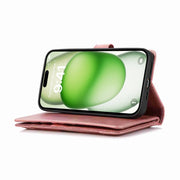 For iPhone 16 Wristband Card Slot Leather Phone Case(Rose Gold)