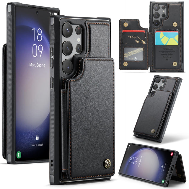 For Samsung Galaxy S23 Ultra 5G CaseMe C22 Card Slots Holder RFID Anti-theft Phone Case(Black)