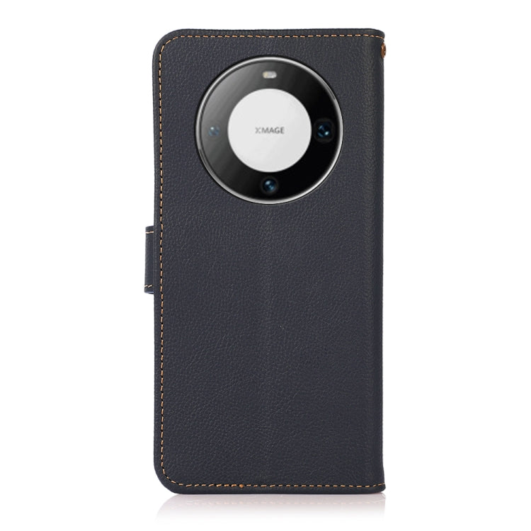 For Huawei Mate 60 KHAZNEH Custer Genuine Leather RFID Phone Case(Blue)
