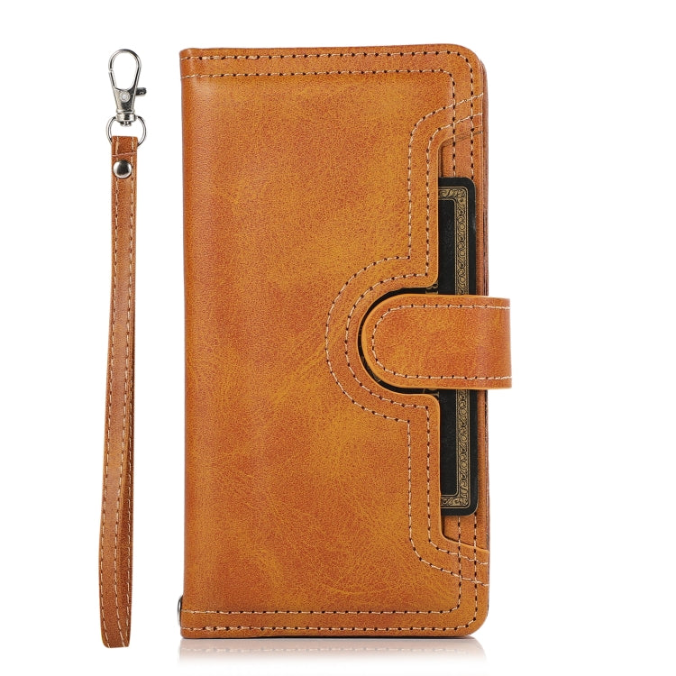 For Samsung Galaxy S24+ 5G Wristband Card Slot Leather Phone Case(Brown)
