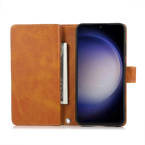 For Samsung Galaxy S24+ 5G Wristband Card Slot Leather Phone Case(Brown)