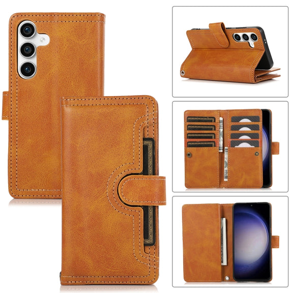 For Samsung Galaxy S24+ 5G Wristband Card Slot Leather Phone Case(Brown)