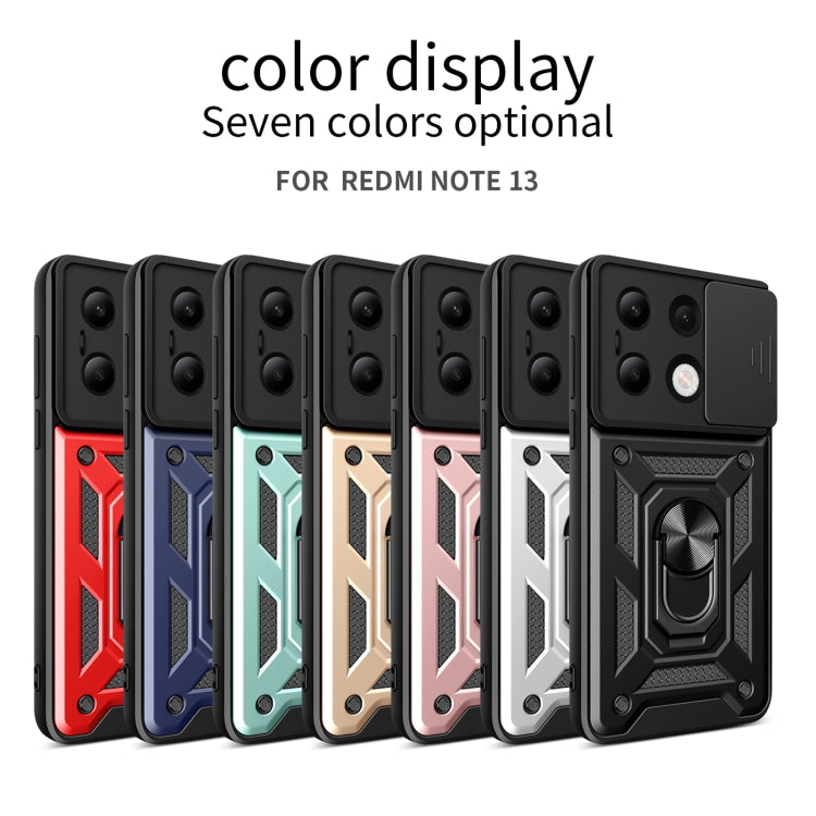 For Xiaomi Redmi Note 13 4G Global Sliding Camera Cover Design TPU Hybrid PC Phone Case(Gold)