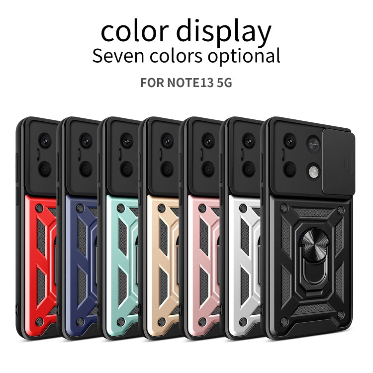 For Xiaomi Redmi Note 13 5G Sliding Camera Cover Design TPU Hybrid PC Phone Case(Rose Gold)
