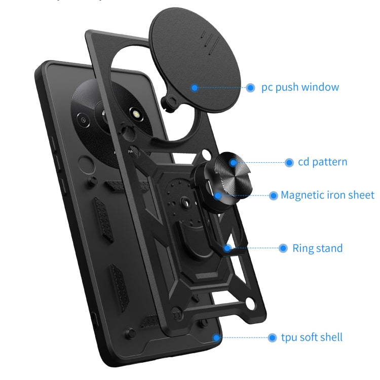 For Xiaomi Redmi A3 Sliding Camera Cover Design TPU Hybrid PC Phone Case(Mint Green)