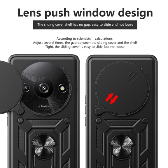 For Xiaomi Redmi A3 Sliding Camera Cover Design TPU Hybrid PC Phone Case(Mint Green)