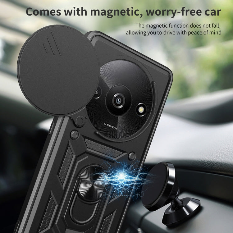 For Xiaomi Redmi A3 Sliding Camera Cover Design TPU Hybrid PC Phone Case(Mint Green)