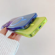 For iPhone 14 MagSafe Magnetic TPU + Acrylic Gradient Color Phone Case(Purple Blue)
