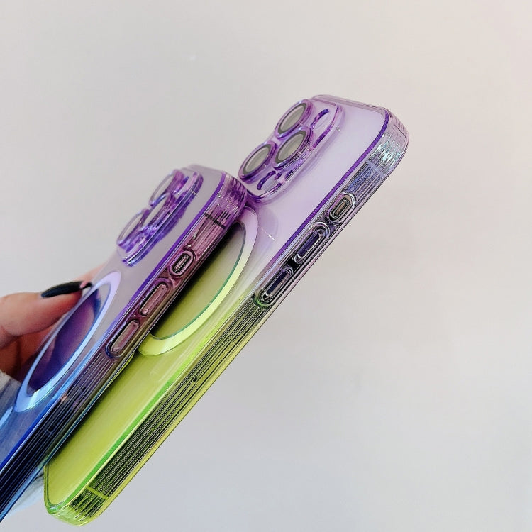 For iPhone 14 MagSafe Magnetic TPU + Acrylic Gradient Color Phone Case(Purple Blue)