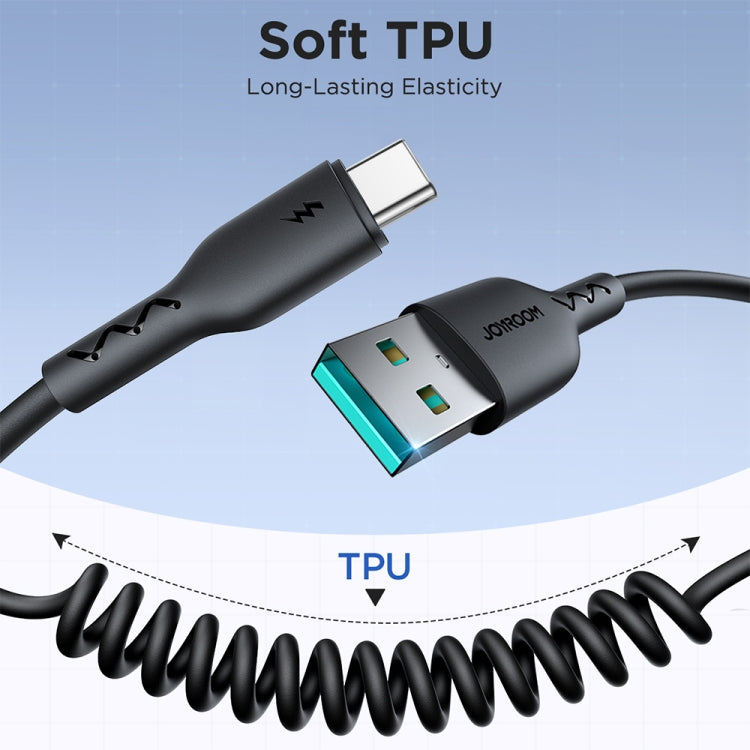 JOYROOM SA38-CC3 60W USB-C / Type-C to USB-C / Type-C Coiled Fast Charging Data Cable, Length:1.5m(Black)