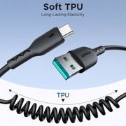 JOYROOM SA38-CC3 60W USB-C / Type-C to USB-C / Type-C Coiled Fast Charging Data Cable, Length:1.5m(Black)