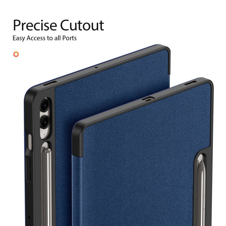 For Samsung Galaxy Tab S9 FE+ DUX DUCIS Domo Series Magnetic Flip Leather Tablet Case(Blue)
