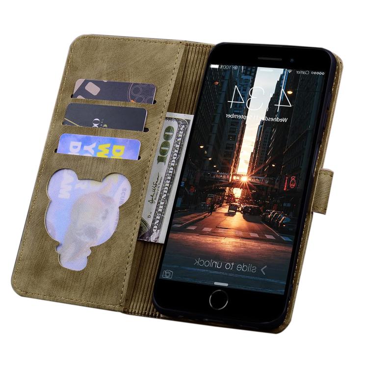 For iPhone 16e Cartoon Sakura Cat Embossed Leather Phone Case(Brown)