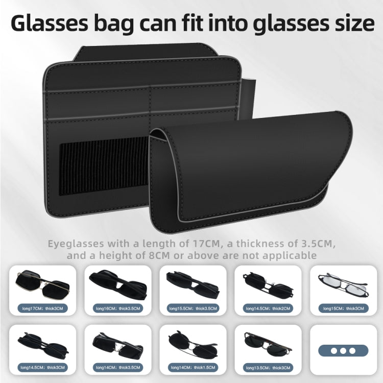 3073 Napa Texture Leather Car Removable Glasses Storage Bag(Grey)