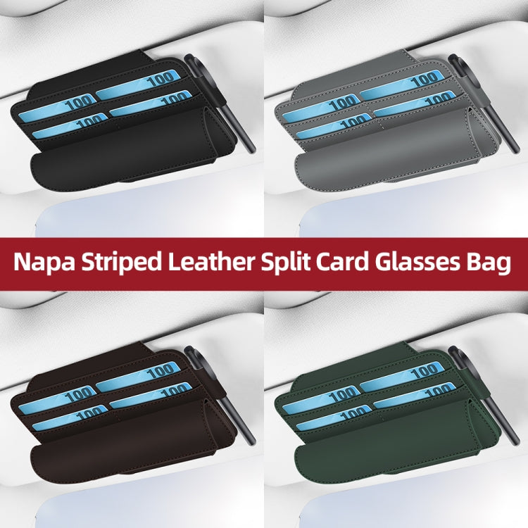3073 Napa Texture Leather Car Removable Glasses Storage Bag(Grey)