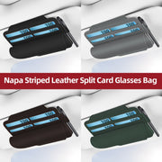 3073 Napa Texture Leather Car Removable Glasses Storage Bag(Grey)