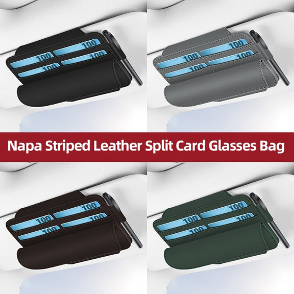 3073 Napa Texture Leather Car Removable Glasses Storage Bag(Grey)