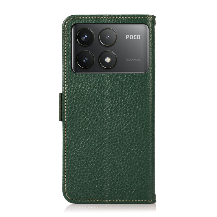 For Xiaomi Redmi K70 Pro KHAZNEH Side-Magnetic Litchi Genuine Leather RFID Phone Case(Green)