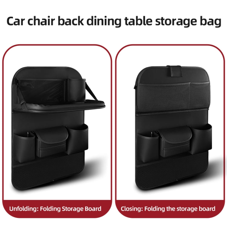 4041 Napa Texture Leather Car Seat Back Storage Bag Folding Dining Table(Brown)