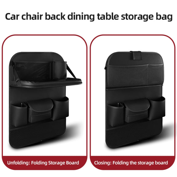 4041 Napa Texture Leather Car Seat Back Storage Bag Folding Dining Table(Black)