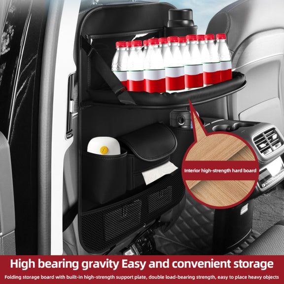 4041 Napa Texture Leather Car Seat Back Storage Bag Folding Dining Table(Brown)