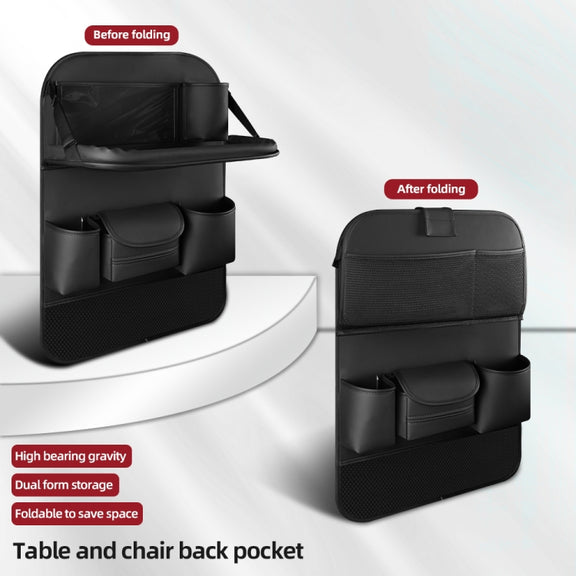 4041 Napa Texture Leather Car Seat Back Storage Bag Folding Dining Table(Grey)