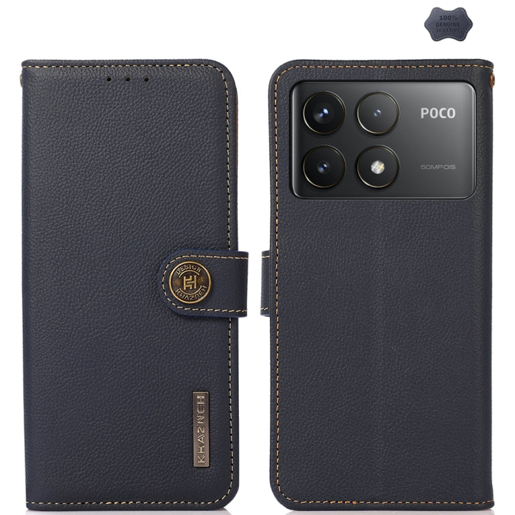 For Xiaomi Redmi K70 KHAZNEH Custer Texture RFID Genuine Leather Phone Case(Blue)