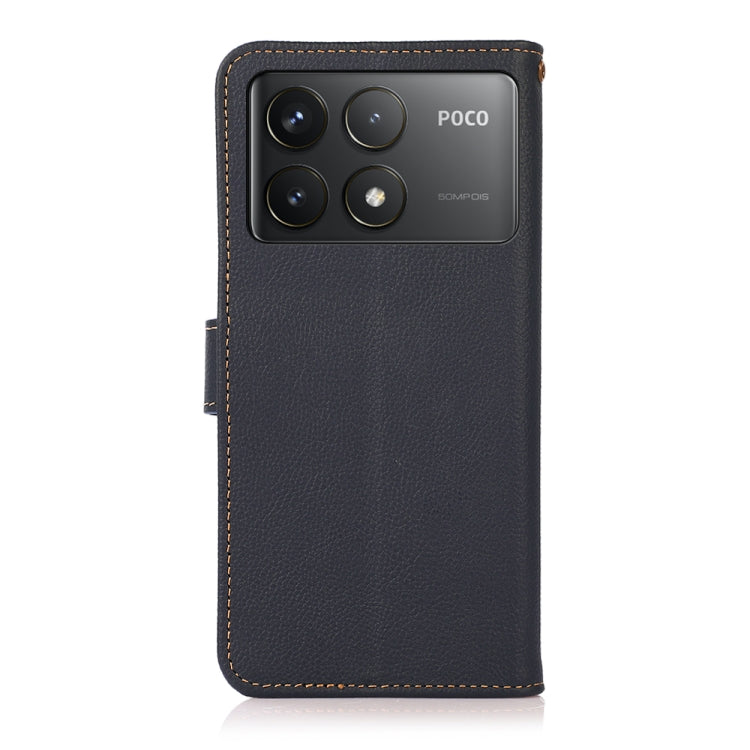 For Xiaomi Redmi K70 KHAZNEH Custer Texture RFID Genuine Leather Phone Case(Blue)