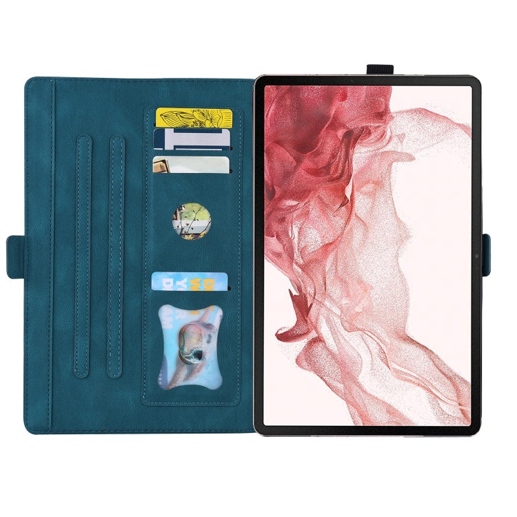For Samsung Galaxy Tab S9 FE Love Butterfly Embossed Leather Tablet Case(Blue)