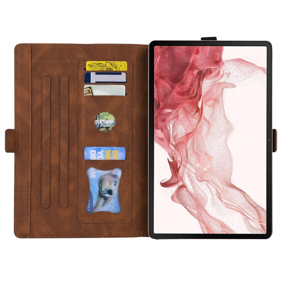 For Samsung Galaxy Tab S9 FE Love Butterfly Embossed Leather Tablet Case(Brown)
