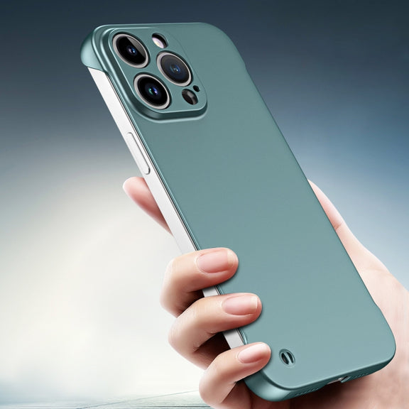 For iPhone 14 Frameless Metallic Paint Hybrid PC Phone Case(Green)