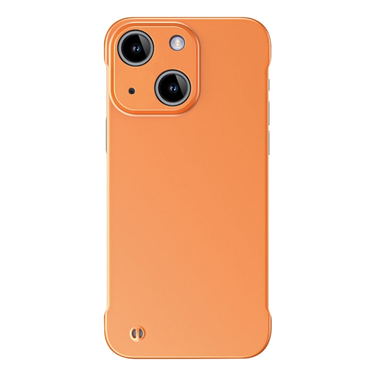 For iPhone 14 Frameless Metallic Paint Hybrid PC Phone Case(Orange)