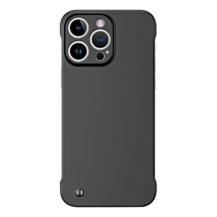 For iPhone 13 Pro Frameless Metallic Paint Hybrid PC Phone Case(Matte Black)