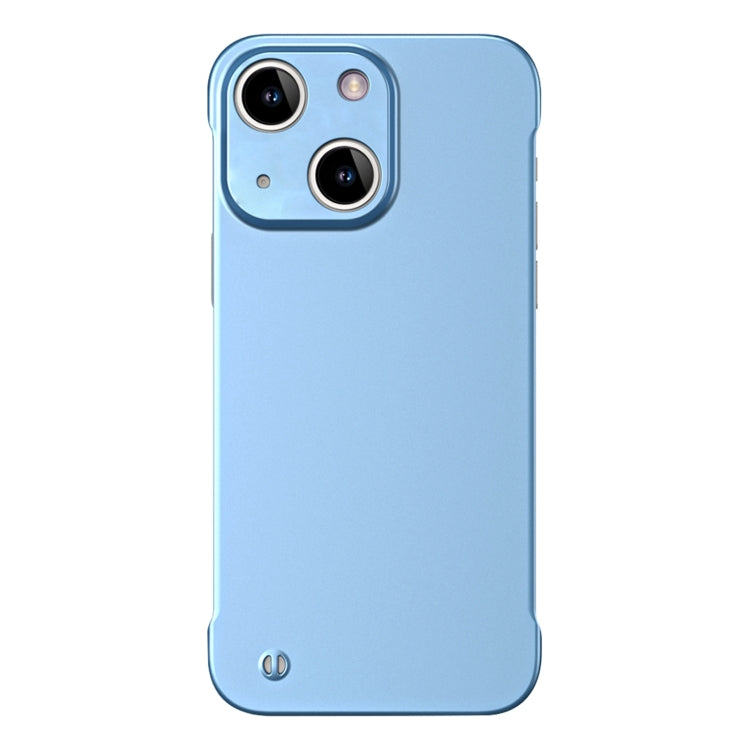 For iPhone 13 Frameless Metallic Paint Hybrid PC Phone Case(Sierra Blue)