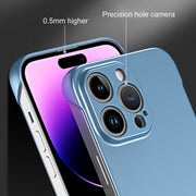 For iPhone 13 Pro Max Frameless Metallic Paint Hybrid PC Phone Case(Sierra Blue)