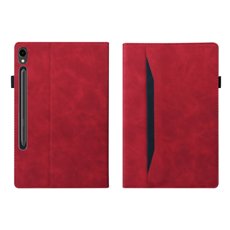 For Samsung Galaxy Tab S9 FE Splicing Shockproof Leather Tablet Case(Red)
