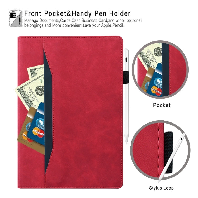 For Samsung Galaxy Tab S9 FE Splicing Shockproof Leather Tablet Case(Red)