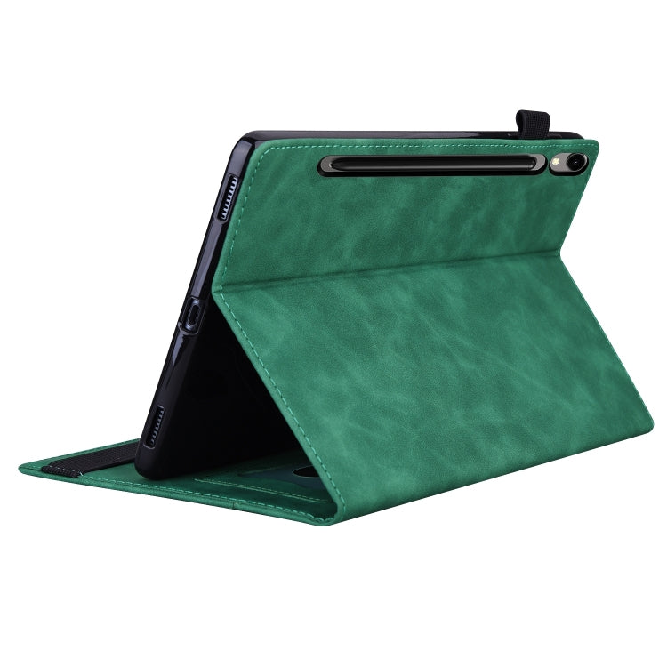 For Samsung Galaxy Tab S9 FE Splicing Shockproof Leather Tablet Case(Green)