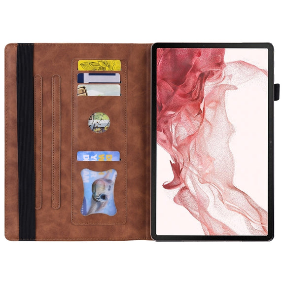 For Samsung Galaxy Tab S9 FE Splicing Shockproof Leather Tablet Case(Brown)
