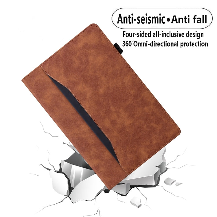 For Samsung Galaxy Tab S9 FE Splicing Shockproof Leather Tablet Case(Brown)