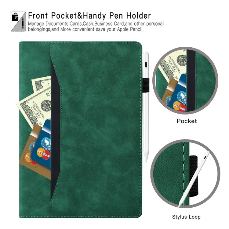 For Samsung Galaxy Tab S9 FE+ Splicing Shockproof Leather Tablet Case(Green)