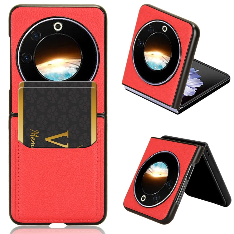 For Tecno Phantom V Flip Litchi Texture Card Slots Back Cover Phone Case(Red)